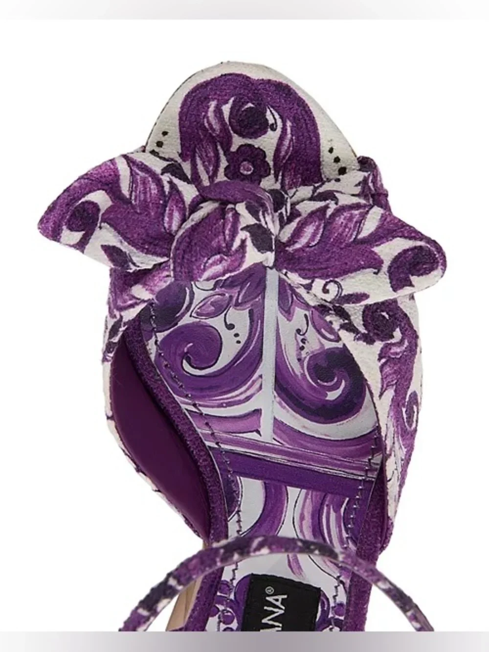 Dolce & Gabbana Purple Floral Platform Sandal with Wood Block Heel